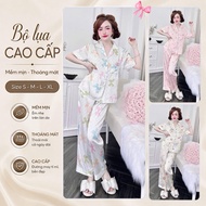 N4 Latin Silk Pajama Set with Pretty Patterns, Long Pants with Pockets, Standard Fit, Many Sizes 40-