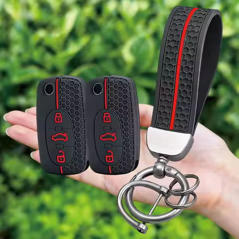 Silicone Keychain For Audi A1 B6 A6 C5 A4 B5 TT 8N A2 A3 Cover Organizer Key Shell Car Key Case Fold