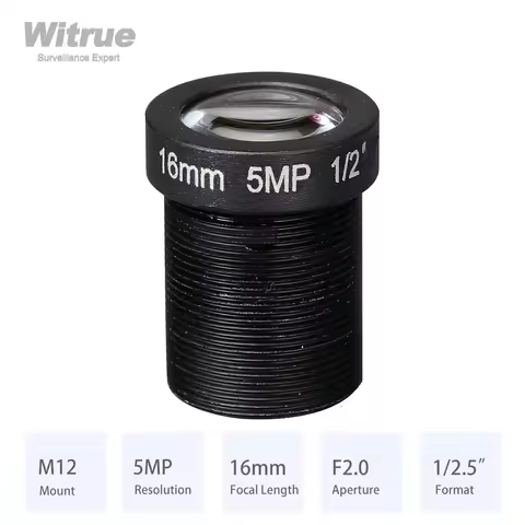 HD 5MP M12 Mount Lens 8MM 12MM 16MM with 650nm IR Filter Aperture F2.0 Format 1/2.5" for Surveillanc