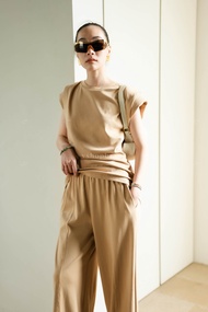 พร้อมส่ง Set เสื้อแขนกุดเว้าหลังส่วนล่าง+กก.ขายาว งานป้าย vshopbrand