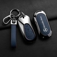 Zinc Alloy Goatskin Genuine Leather Car Key Case Cover Smart Keyless Remote Fob Shell For Mercedes B