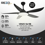 REZO Venzo 56" With LED light POWERFUL DC MOTOR 12SPEED REMOTE CEILING FAN
