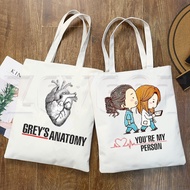 Greys Anatomy You're My Person Ullzang Hip Hop Hipster Cartoon Print Shopping Bags Girls Fashion Cas