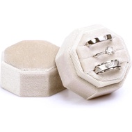 Velvet Ring Box, 3 Slots Jewelry Ring Gift Box Vintage Ring Display Holder Case for Wedding Ceremony