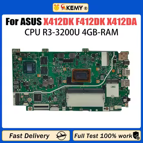 Laptop Motherboard for ASUS, X412DK, R412DA, F412DA, A412DA, A412DA, F412DK, X412DA, R3, R5, R7, 4GB