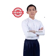 Baju Tshirt Putih Berkolar Lengan Panjang Unisex