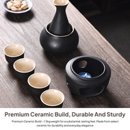 [svzfjuv] Ceramic Sake Set with Warmer Pot 4 Cups Sake Bottle Warming Bowl Creative