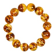 【正佳珠寶】花珀 頂級植物金紅花珀 15.8-16.3mm 金紅花珀手珠