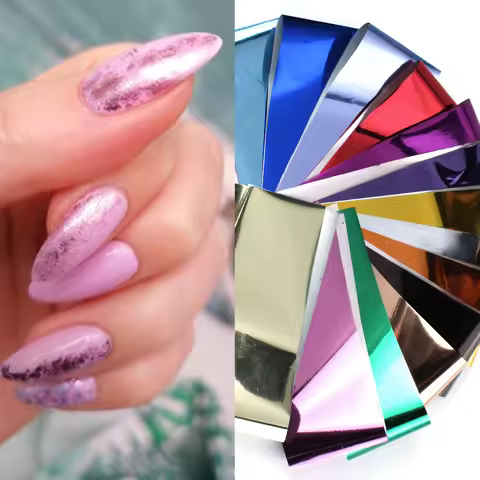 14Pc/Set Holographic Metallic Nail Sticker Transfer Foils Laser Sky Paper Shimmer Chromatic Decals W