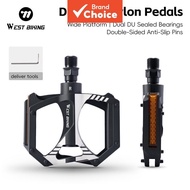 WEST BIKING,DU,,,  WEST BIKING Pedal Basikal Nylon Gandar Berganda Bermeterai Lebar Anti-Gelincir De