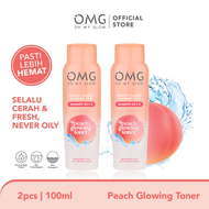OMG Oh My Glow Peach Glowing Toner Untuk Semua Jenis Kulit 100 ml - Toner Multifungsi yang Menyegarkan dan Melembabkan Wajah Untuk Tampak Lebih Cerah &amp; Glowing (Twin Pack)