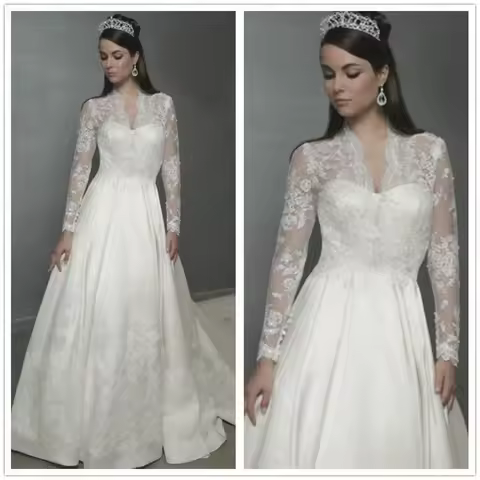 New Handmade Deep V-Neck White Ivory Wedding Accessories Jackets Long Sleeve Lace Bridal Boleros Sha