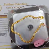 Nathan - Gelang Wanita Dewasa Emas Muda 3 gram Model Biji Gandum Terlaris Kadar 747 Anti Luntur dan