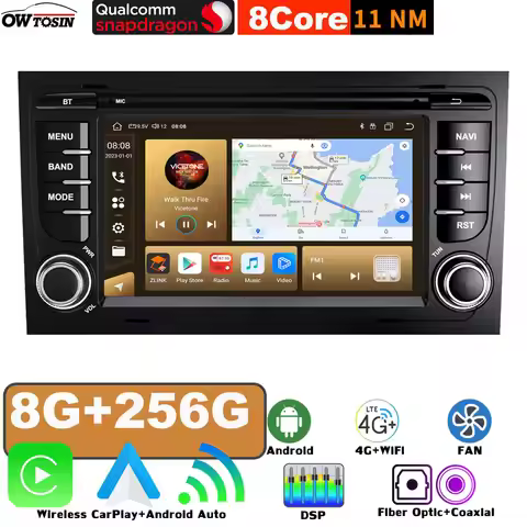 Android 13 Qualcomm 665 8G+256G Car GPS Radio Video Player For Audi A4 4 RS4 B6 B7 8E Seat Exeo Auto