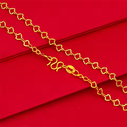 Wedding Matching Chopin Chain Ingot Chain Bamboo Chain For Women 24K Gold AU999, Wedding Solid Gold 
