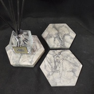 Hexagon Coaster Marble Doreng Coaster Coaster Set