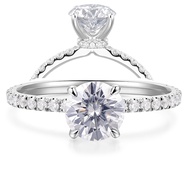 HAFEEZ CENTER 14K Gold Moissanite Engagement Ring 14K Solid Gold Comfort Fit 1ct D Color VVS Moissan