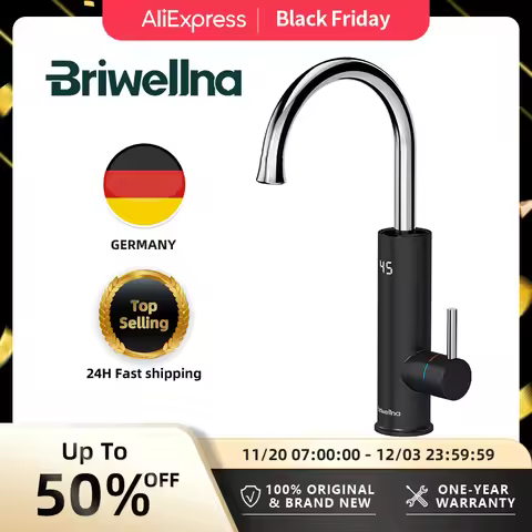 Briwellna Electric Water Heater Kitchen Faucet 2 in 1 Swivel Heating Tap Mixer Tankless Water Heater