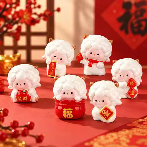 Year of the Sheep Resin Ornament Spring Festival Mascot Miniature Chinese New Year 2027 Statue Home 