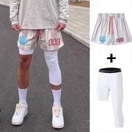 American style trendy vintage sport shorts for men high street loose fit casual three quarter length