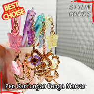 PULPEN GANTUNGAN BUNGA MAWAR LUCU BEAUTY AND THE BEAST BELLE PRINCESS PEN GANTUNGAN BUNGA