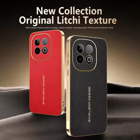 Classic Lychee Leather Electroplated Frame Case For IQOO Z10 Turbo Z9 Turbo + IQOO 15 13 vivo iqoo N