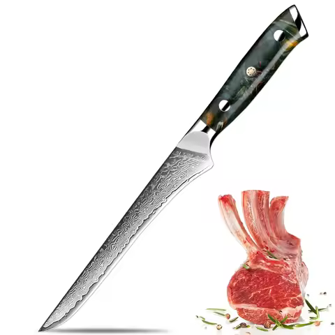 Damascus Boning Knife Ultra Sharp Fillet Knife for Fish and Meat Full-tang Chef knife Japanese VG-10