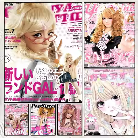 Trendy Pink Cool G-Gyaru Japanese Magazine Style Poster Superior Home Space Pub Indoor Decorative Ar