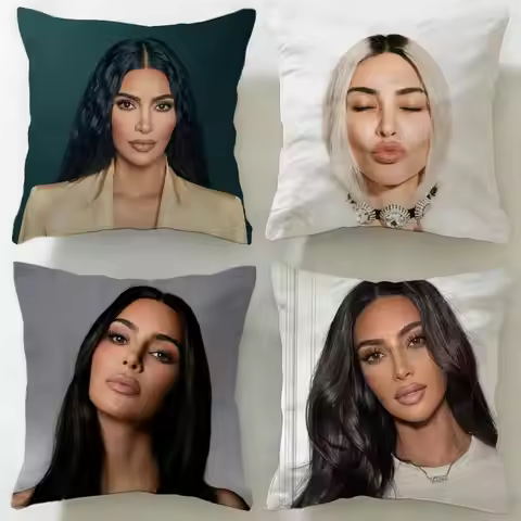 popular celebrity Kim Kardashian Cushion Cover Soft & Easy-Wash Pillow Case – Versatile for Couch, B