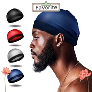 FAVORITEGOODS Men Durag Hats, Elastic Solid Color Wave Caps,  Polyester Multicolor Breathable Multic
