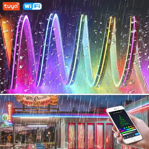 12V RGBIC Led Strip Neon Light 84LEDs/m TUYA WiFi,Bluetooth,Remote EU/AU/UK/US Plug Color Chasing RG