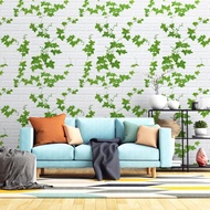 wallpaper dinding 3D BATA motif daun putih ukuran 70x77cm