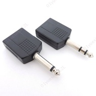 6.35mm male to 6.35 Dual female 6.5mm 1/4" Mono Stereo Audio Jack Plug Adapter Microphone connector Y Splitter Converter  SG2L