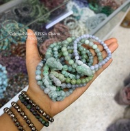 สร้อยแขนหยกเจไดต์ พร้อมปี่เซี่ย ขนาด 5-8มิล รุ่น Celestial Jade & PiXiu Charm Bracelet