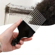 &hot& Afro Hair Pick Comb, Stainless Steel Teeth Hair Fork Comb, Hairdressing Styling Tool