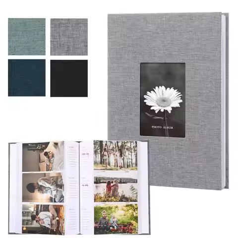 6in Linen Cover Photo Album Interleaf Type 200/300Pics Large Scrapbook Album 100 Pages DIY Memory Bo