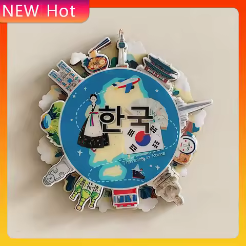 Exquisite Wooden Seoul Tower Jeju Island Stone Grandpa Refrigerator Sticker Busan Magnetic Sticker W