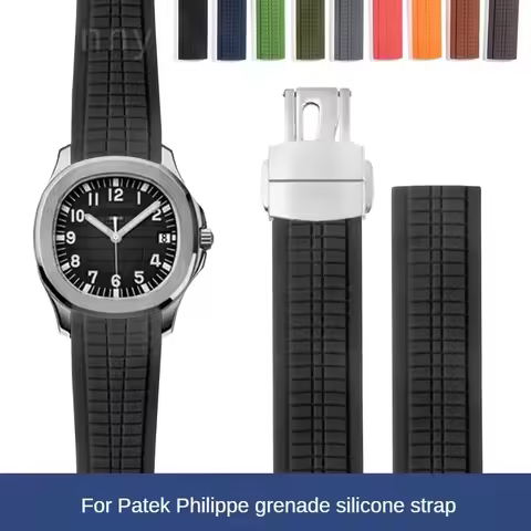 For Patek Philippe 5167 Grenade 21mm Aquanaut Curved with Nail Steel Folding Buckle Rubber Silicone 