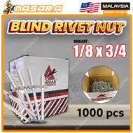 Nasara 1 Box 500pcs / 1000pcs Jaguar 1/8 Inch Aluminum Blind Rivet Nail Pop Rivet Paku Mata Rivet