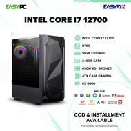 EasyPC| CORE I7 12700| B760M| RX 6600| 16GB 3200MHZ| 240GB SATA| 650W| ATX| Desktop Computer set