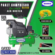 PROMO PAKET KOMPRESOR SIAP PAKAI kompresor angin listrik MORRIS MC9 9 LITER ISI PAKET YUKIDO slang p