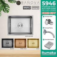 BANOVA / LUXE SUS 304 Stainless Steel Home Kitchen Sink Sinki Dapur Nano Single Bowl BK-5946/LX-6045