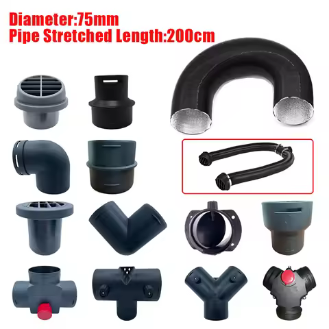 Air Diesel Heater 75mm Diameter 2M Length Duct Pipe Tube Hose Outlet Exhaust Joiner Connector For We
