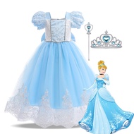 ชุดเดรสเจ้าหญิงเสื้อคอสเพลย์เด็กสำหรับเด็กผู้หญิงชุดชุดเจ้าหญิงซินเดอเรลล่าแฟนซีงานปาร์ตี้วันฮาโลวีน