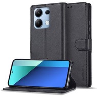 全城熱賣 - 適用於小米 Redmi Note 13 Pro 4G LC.IMEEKE 小牛紋手機皮套（黑色）