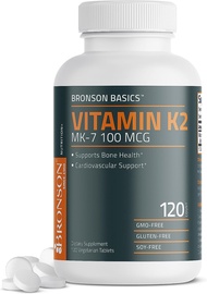 วิตามินเค2 Bronson Vitamin K2 MK-7 100 MCG, K2 as MK7 Menaquinone, 120 Tablets