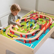 Oversized Children's Wooden Track Assembly Toy Small Train Track Table Set Educational Assembly Desk