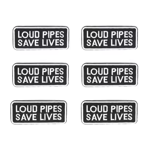 6 Pcs Loud Pipes Save Lives Biker Patch Set Embroidered Sew on Iron on Badges for Clothes Bags Caps 