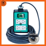 (สายไฟ VCT 3x2.5 ยาว 15 เมตร) ปลั๊กไฟสนาม 4ช่อง มีเบรกเกอร์ 20A รับไฟ 4500 วัตต์  ขนาด 4x6 นิ้ว บล๊อ