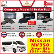 Compact/Musashi (Winner/ MC Ceramic/ Nano Infinity) Front Brake Pad for Nissan NV350 Urvan E26 (2014